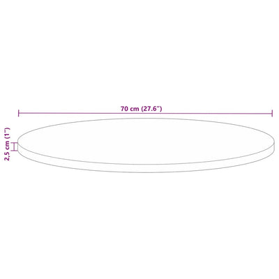 Table Top Ø 70x2.5 cm Round Solid Wood Reclaimed