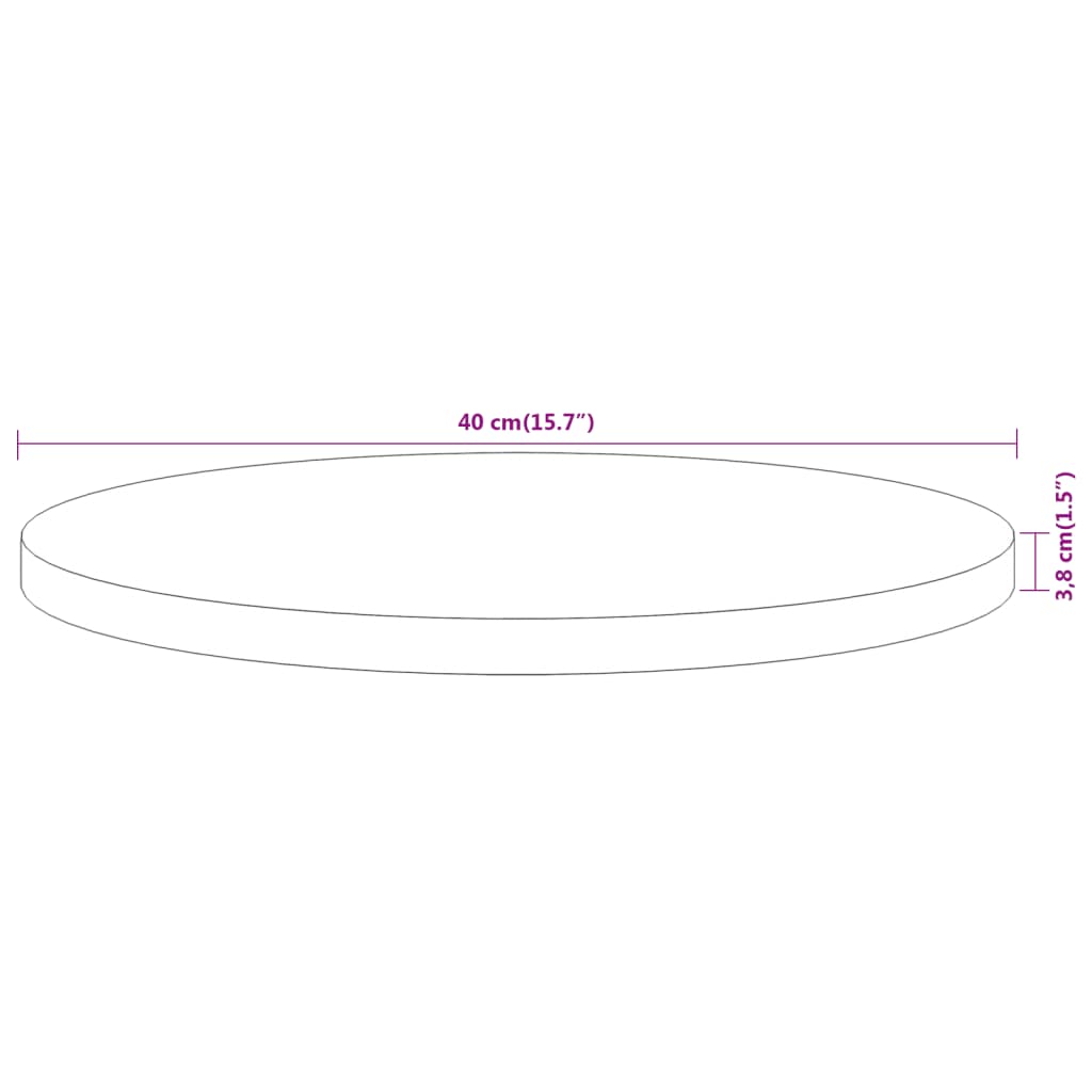 Table Top Ø40x3.8 cm Round Solid Wood Acacia