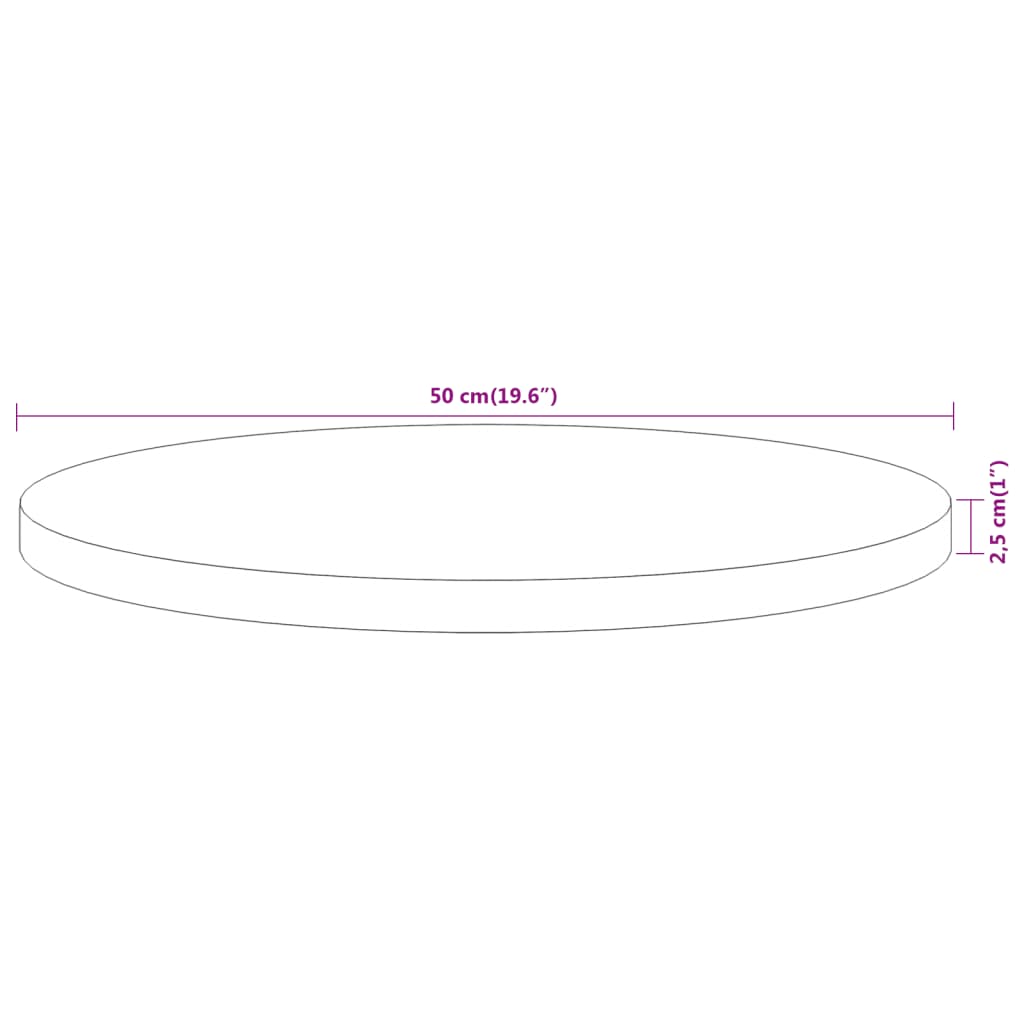 Table Top Ø50x2.5 cm Round Solid Wood Acacia