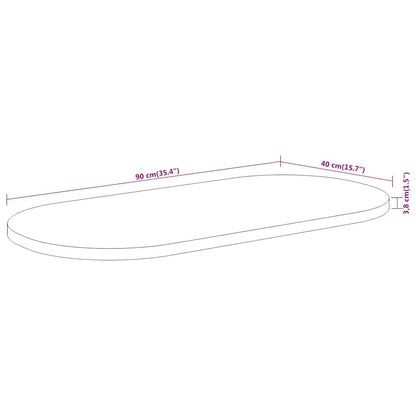 Table Top 90x40x3.8 cm Oval Solid Wood Acacia