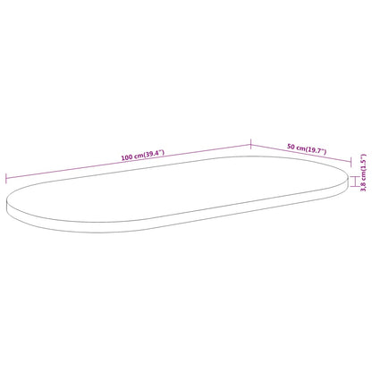 Table Top 100x50x3.8 cm Oval Solid Wood Acacia