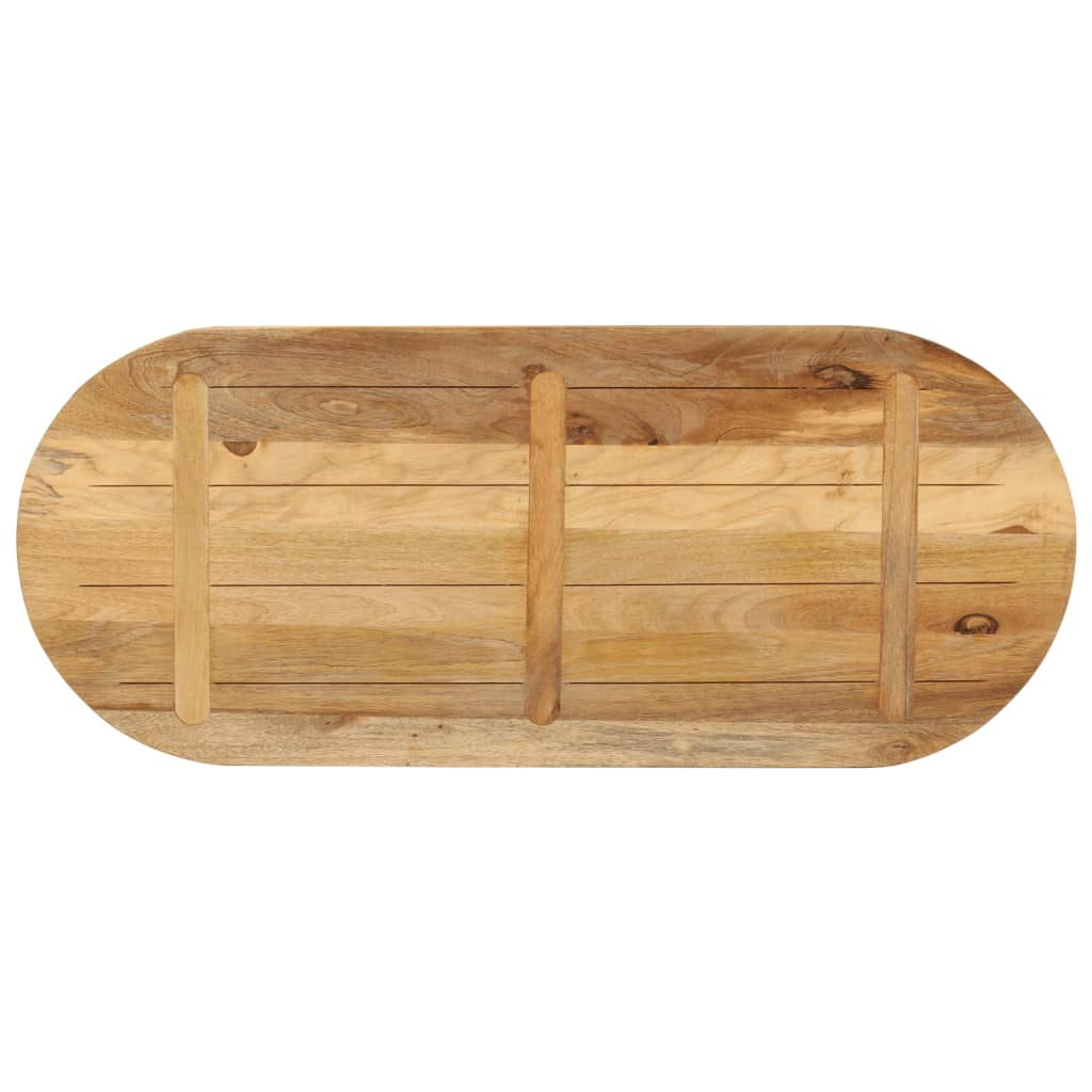 Table Top 90x40x3.8 cm Oval Solid Wood Rough Mango