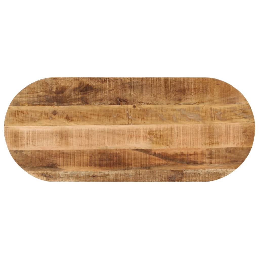 Table Top 140x60x3.8 cm Oval Solid Wood Rough Mango