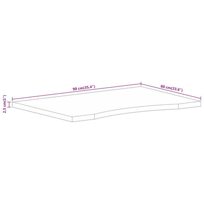 Desk Top with Curve 90x60x2.5 cm Solid Wood Rough Mango