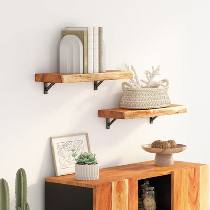 Wall Shelf 40x20x2.5 cm Rectangular Solid Wood Acacia Live Edge