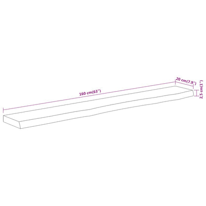 Wall Shelf 160x20x2.5 cm Rectangular Solid Wood Acacia Live Edge