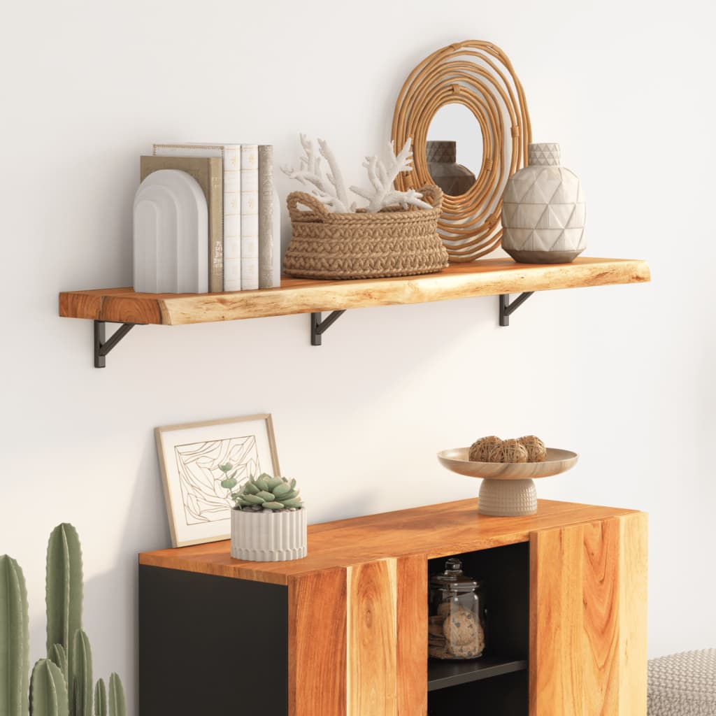 Wall Shelf 110x30x2.5 cm Rectangular Solid Wood Acacia Live Edge