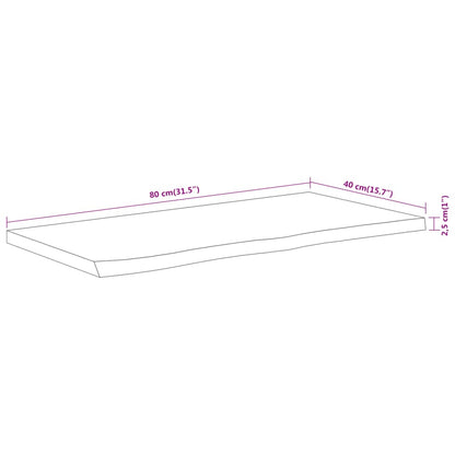 Table Top 80x40x2.5 cm Rectangular Solid Wood Acacia Live Edge