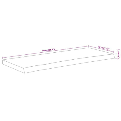 Table Top 90x40x2.5 cm Rectangular Solid Wood Acacia Live Edge