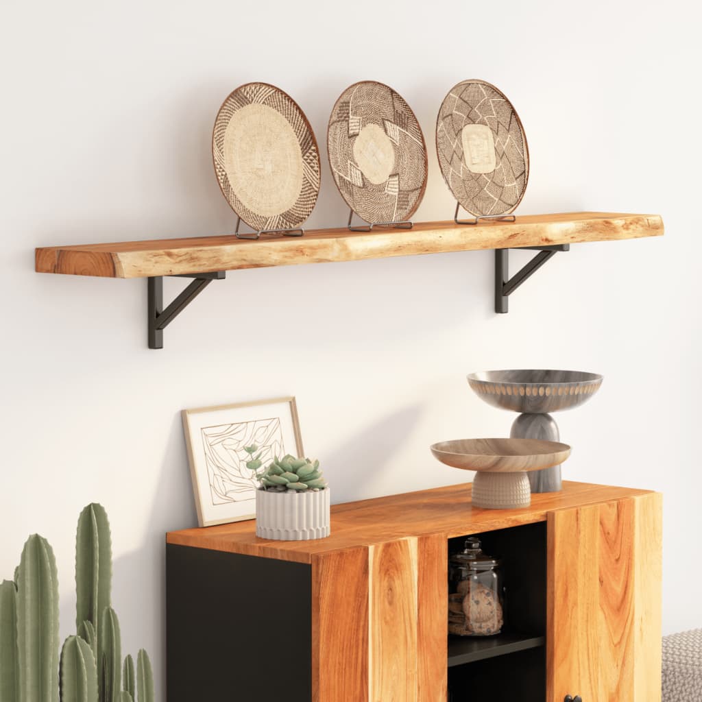 Wall Shelf 180x20x3.8 cm Rectangular Solid Wood Acacia Live Edge