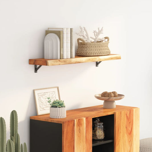Wall Shelf 80x30x3.8 cm Rectangular Solid Wood Acacia Live Edge