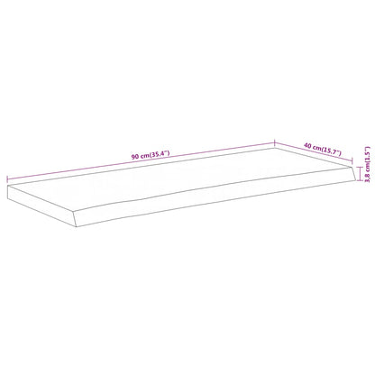 Table Top 90x40x3.8 cm Rectangular Solid Wood Acacia Live Edge