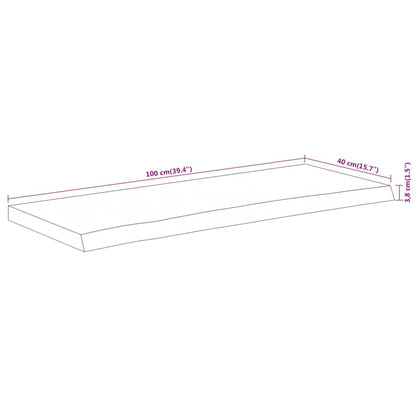 Table Top 100x40x3.8 cm Rectangular Solid Wood Acacia Live Edge