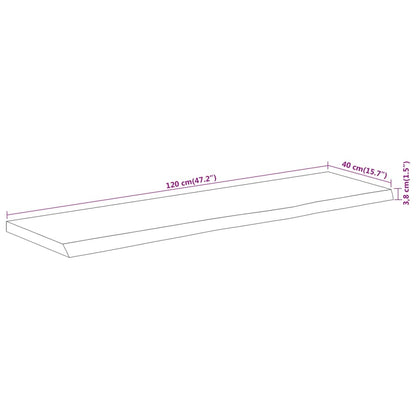 Table Top 120x40x3.8 cm Rectangular Solid Wood Acacia Live Edge