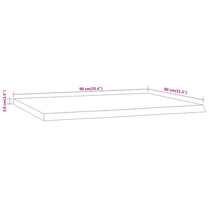 Desk Top 90x80x3.8 cm Rectangular Solid Wood Acacia Live Edge