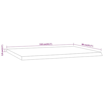 Desk Top 110x80x3.8 cm Rectangular Solid Wood Acacia Live Edge