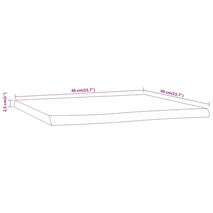 Table Top 40x40x2.5 cm Rectangular Solid Wood Acacia Live Edge
