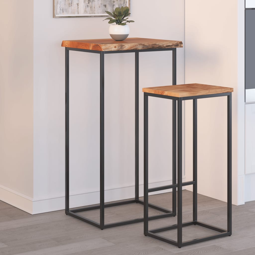 Table Top 40x40x2.5 cm Rectangular Solid Wood Acacia Live Edge
