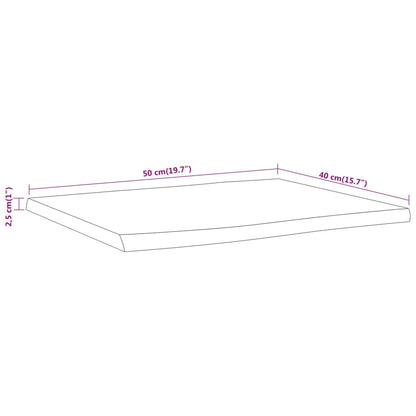 Table Top 50x40x2.5 cm Rectangular Solid Wood Acacia Live Edge