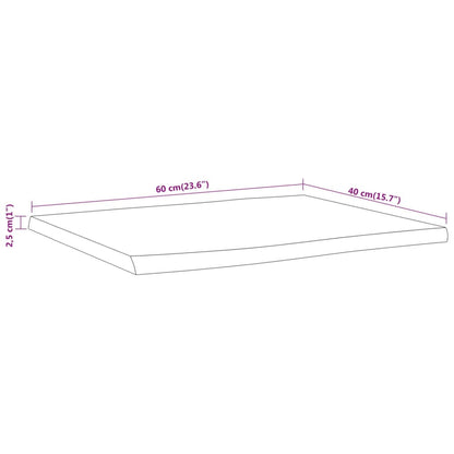 Table Top 60x40x2.5 cm Rectangular Solid Wood Acacia Live Edge