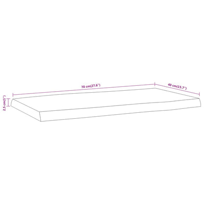 Table Top 70x40x2.5 cm Rectangular Solid Wood Acacia Live Edge