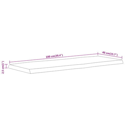 Table Top 100x40x2.5 cm Rectangular Solid Wood Acacia Live Edge