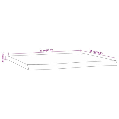 Table Top 60x60x2.5 cm Square Solid Wood Acacia Live Edge