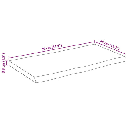 Table Top 80x40x3.8 cm Rectangular Solid Wood Acacia Live Edge