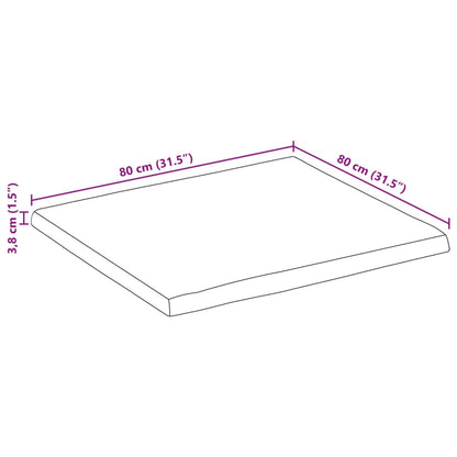 Table Top 80x80x3.8 cm Rectangular Solid Wood Acacia Live Edge