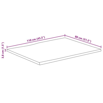 Table Top 110x80x3.8 cm Rectangular Solid Wood Acacia Live Edge