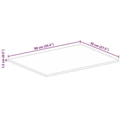 Table Top 90x70x1.5 cm Rectangular Solid Wood Rough Mango