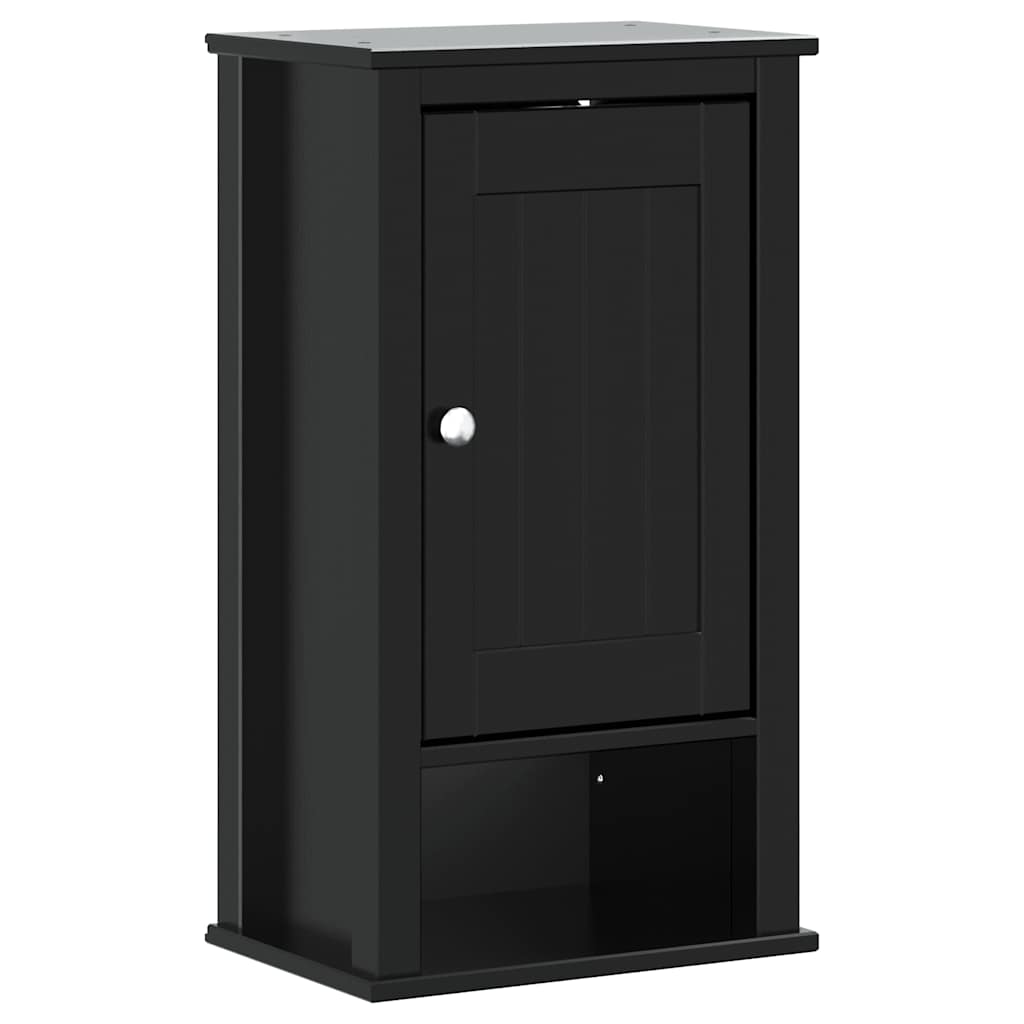 Bathroom Wall Cabinet | Black | Solid Pine, Engineered Wood, Metal
