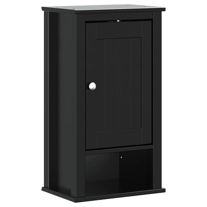 Bathroom Wall Cabinet | Black | Solid Pine, Engineered Wood, Metal