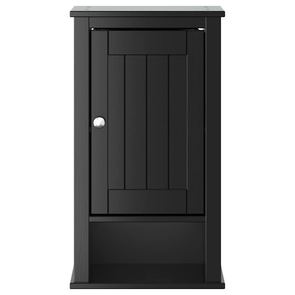 Bathroom Wall Cabinet | Black | Solid Pine, Engineered Wood, Metal