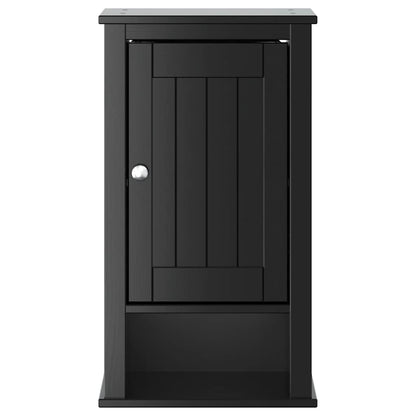 Bathroom Wall Cabinet | Black | Solid Pine, Engineered Wood, Metal