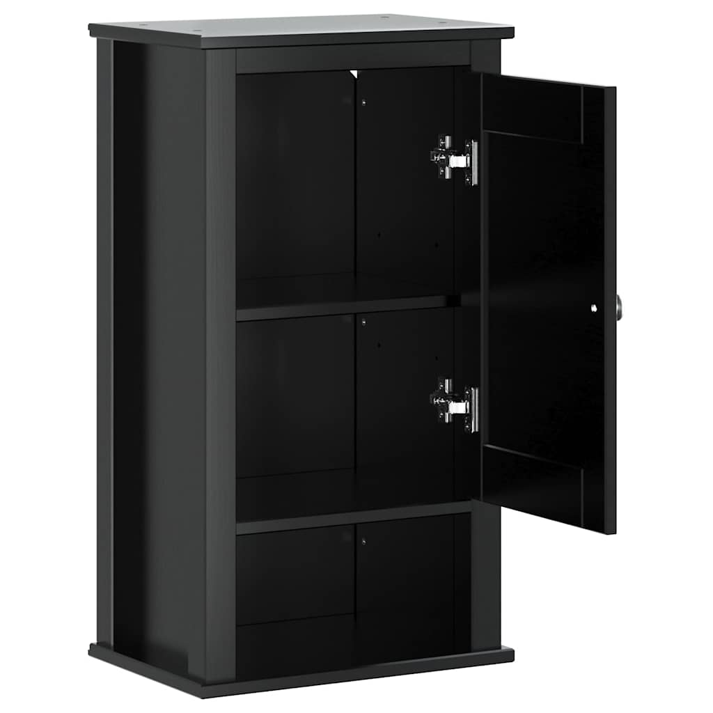 Bathroom Wall Cabinet | Black | Solid Pine, Engineered Wood, Metal