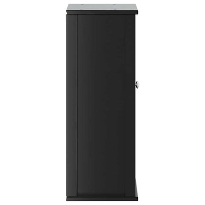 Bathroom Wall Cabinet | Black | Solid Pine, Engineered Wood, Metal
