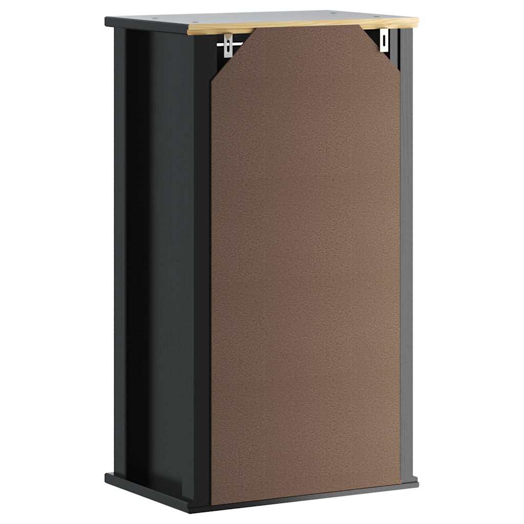 Bathroom Wall Cabinet | Black | Solid Pine, Engineered Wood, Metal