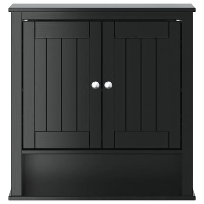 Bathroom Wall Cabinet | Black | Solid pine wood, engineered wood, metal