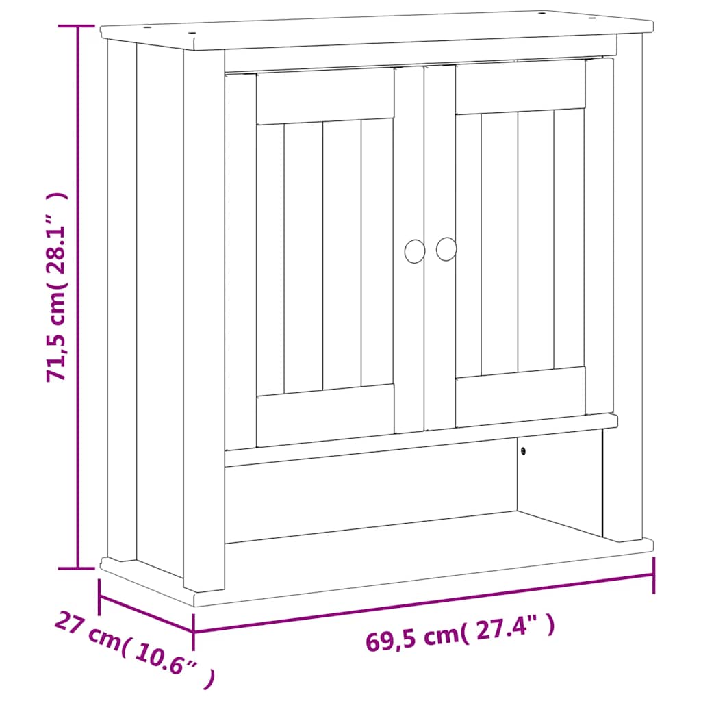 Bathroom Wall Cabinet | Black | Solid pine wood, engineered wood, metal