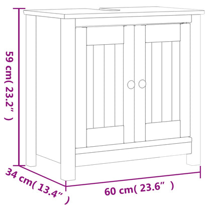 Bathroom Sink Cabinet BERG Black 60x34x59 cm Solid Wood Pine