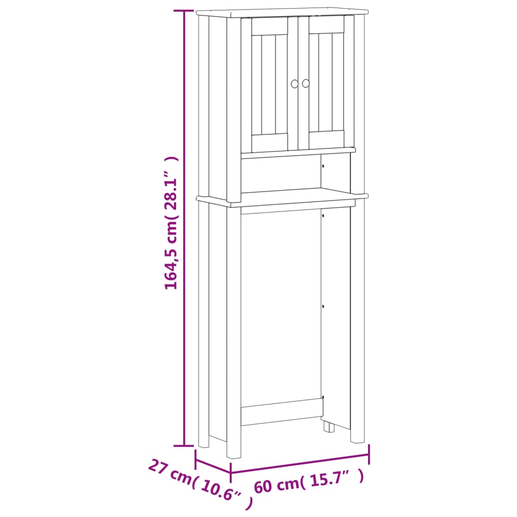 Over-the-Toilet Storage BERG Black 23.6"x10.6"x64.8" Solid Wood