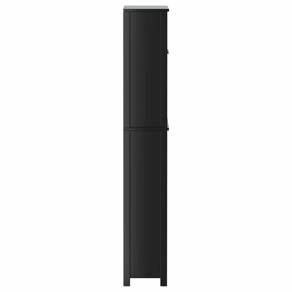 Washing Machine Cabinet BERG Black 76x27x164.5 cm Solid Wood
