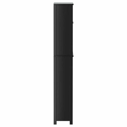 Washing Machine Cabinet BERG Black 76x27x164.5 cm Solid Wood