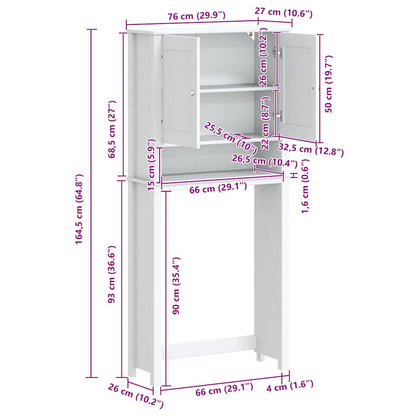 Washing Machine Cabinet BERG Black 76x27x164.5 cm Solid Wood