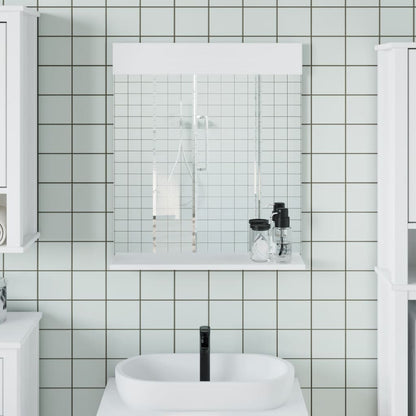 Bathroom Mirror White Solid pine wood, glass Medium Wall mounting