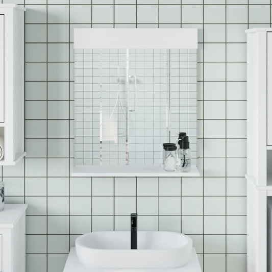 Bathroom Mirror White Solid pine wood, glass Medium Wall mounting