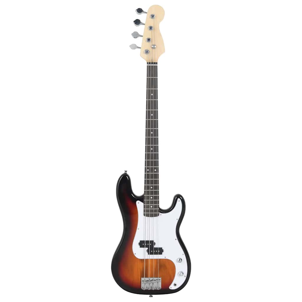 Electric Bass Guitar for Beginner with Bag Brown and White 4/4 46"