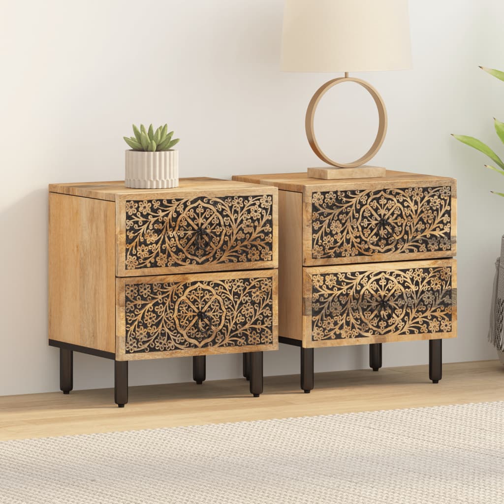 Bedside Cabinets 2 pcs 40x33x46 cm Solid Wood Mango
