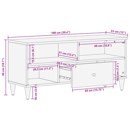 TV Cabinet 100x33x46 cm Solid Wood Mango